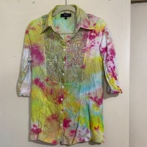 Shana tide dye button down shirt